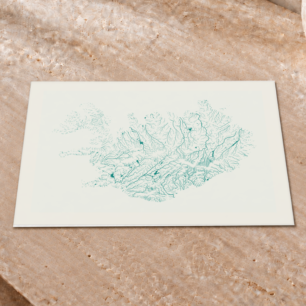 Beautiful Rivers — Islândia — Verde jade e porcelana, Impressão fine art · 30 × 40 cm, Margem branca