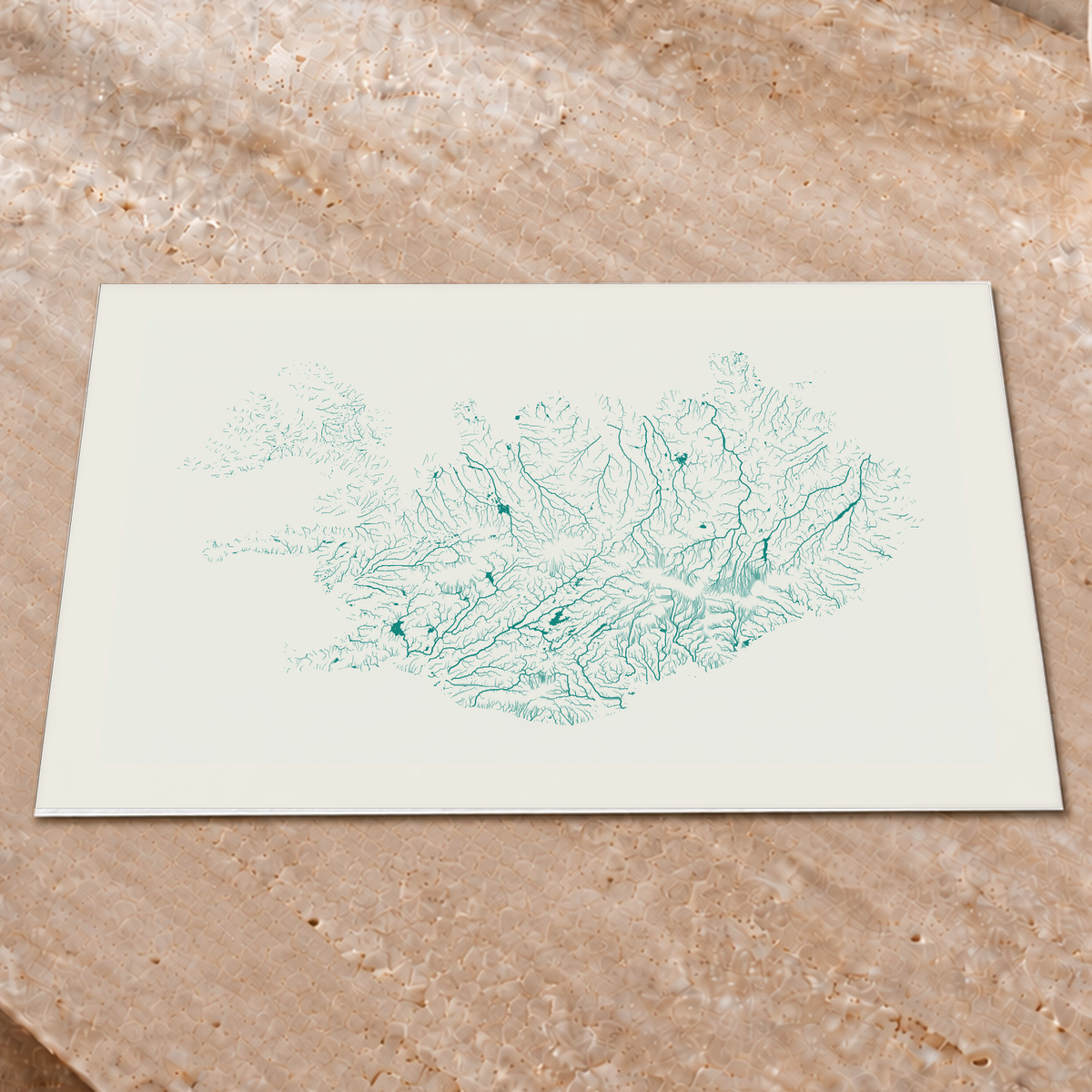 Beautiful Rivers — Islândia — Verde jade e porcelana, Impressão fine art · 45 × 60 cm, Margem branca