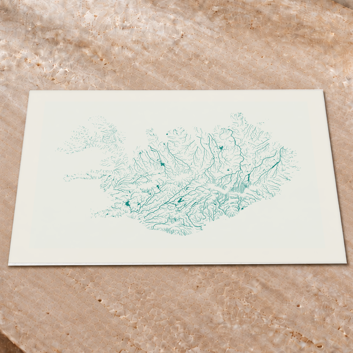 Beautiful Rivers — Islândia — Verde jade e porcelana, Impressão fine art · 60 × 80 cm, Margem branca