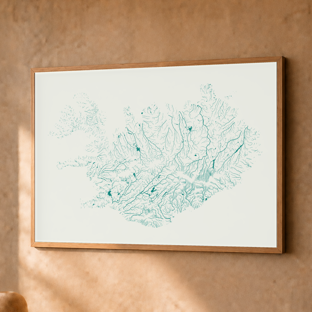 Beautiful Rivers — Islândia — Verde jade e porcelana, Fine art emoldurado · 30 × 40 cm, Natural · Sem margem
