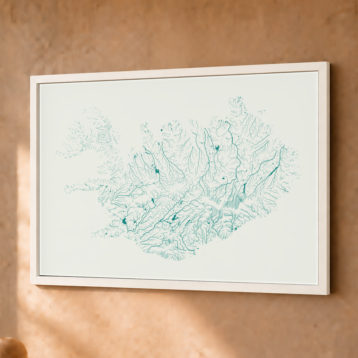 Beautiful Rivers — Islândia — Verde jade e porcelana, Fine art emoldurado · 30 × 40 cm, Branco · Sem margem