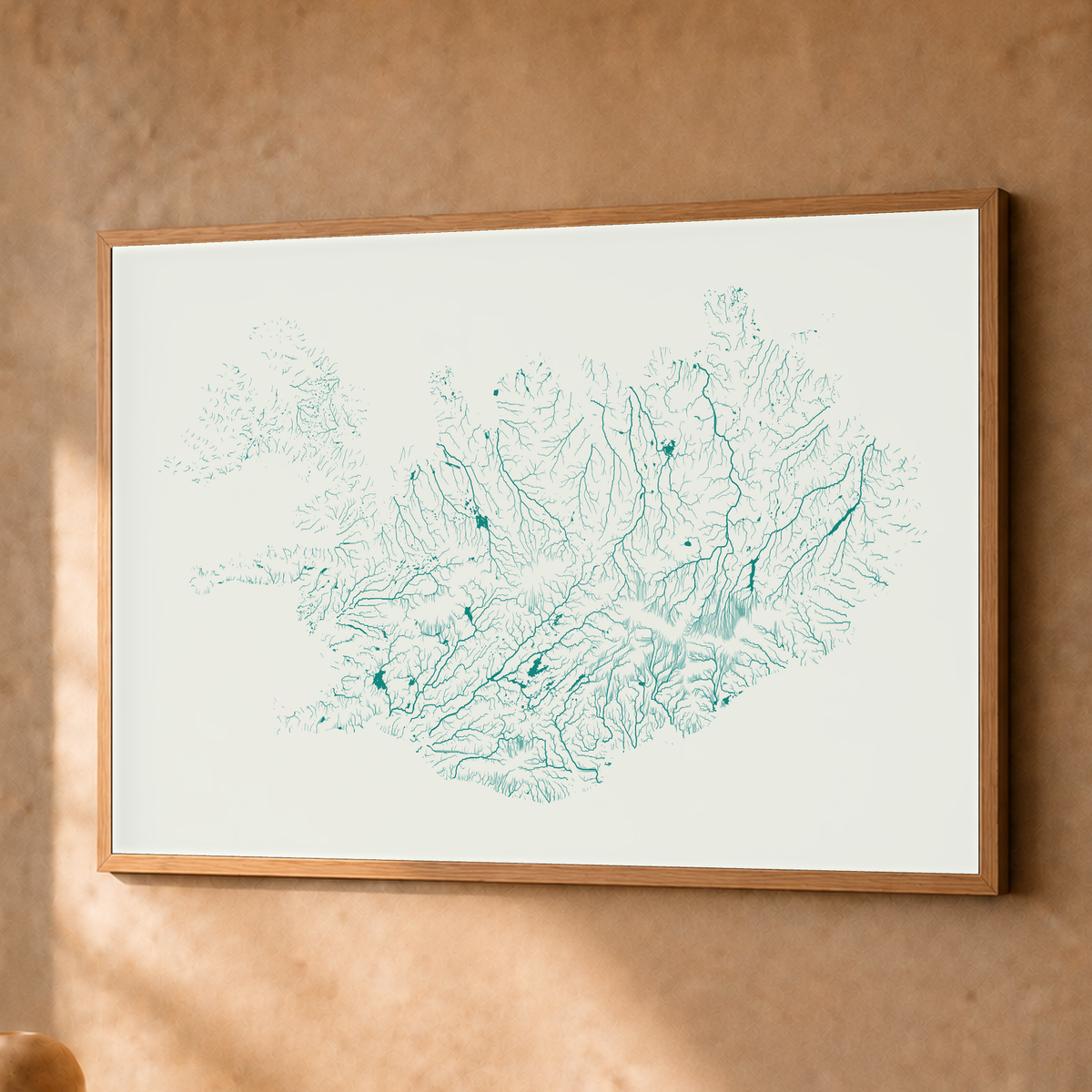 Beautiful Rivers — Islândia — Verde jade e porcelana, Fine art emoldurado · 45 × 60 cm, Natural · Sem margem