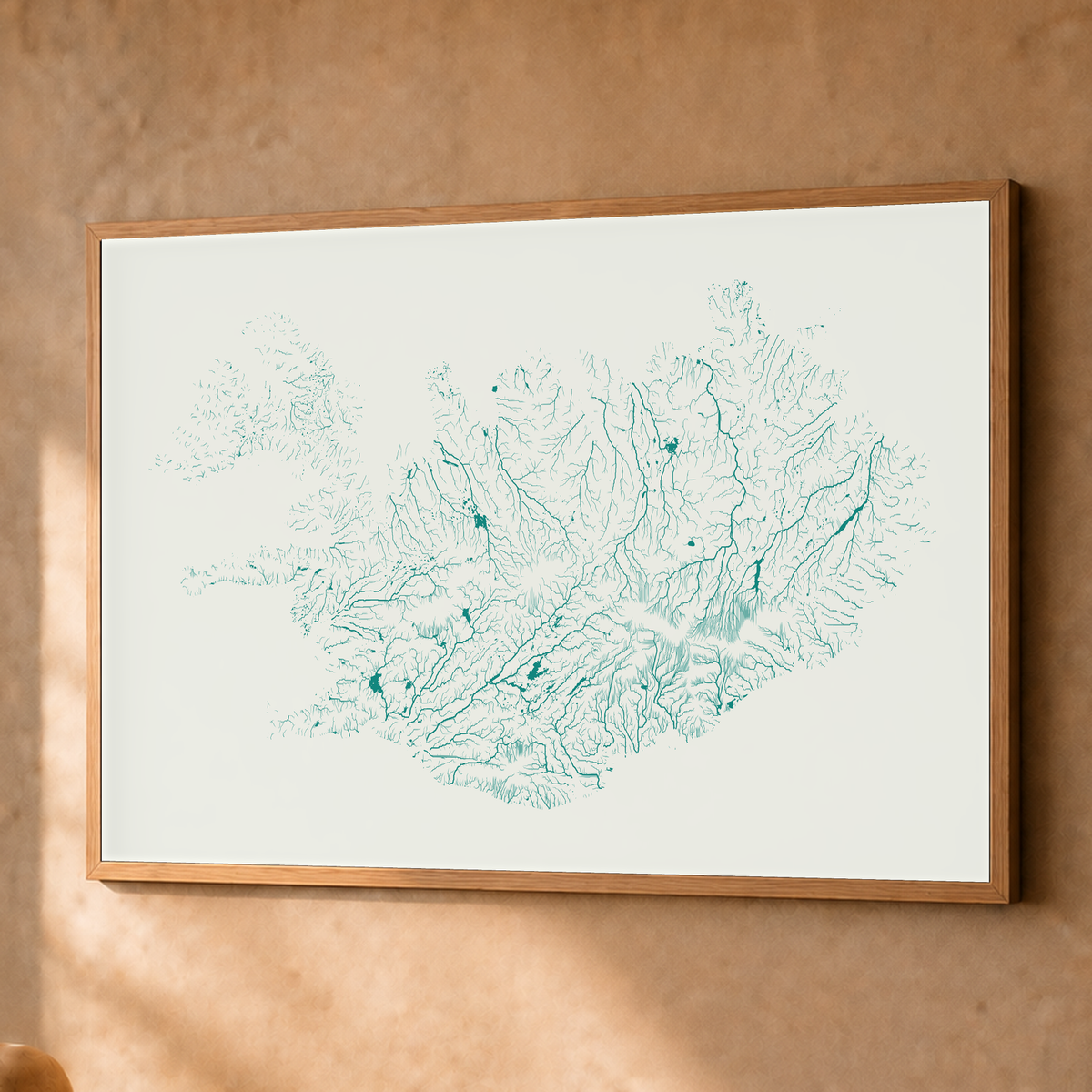 Beautiful Rivers — Islândia — Verde jade e porcelana, Fine art emoldurado · 60 × 80 cm, Natural · Sem margem