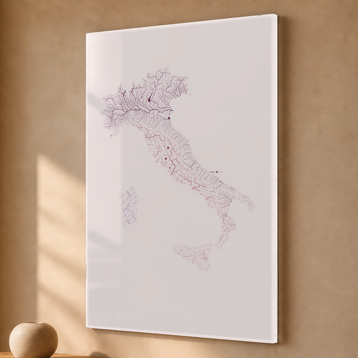 Beautiful Rivers — Itália — Ameixa e rosé, Acrílico · 40 × 60 cm, Sem margem