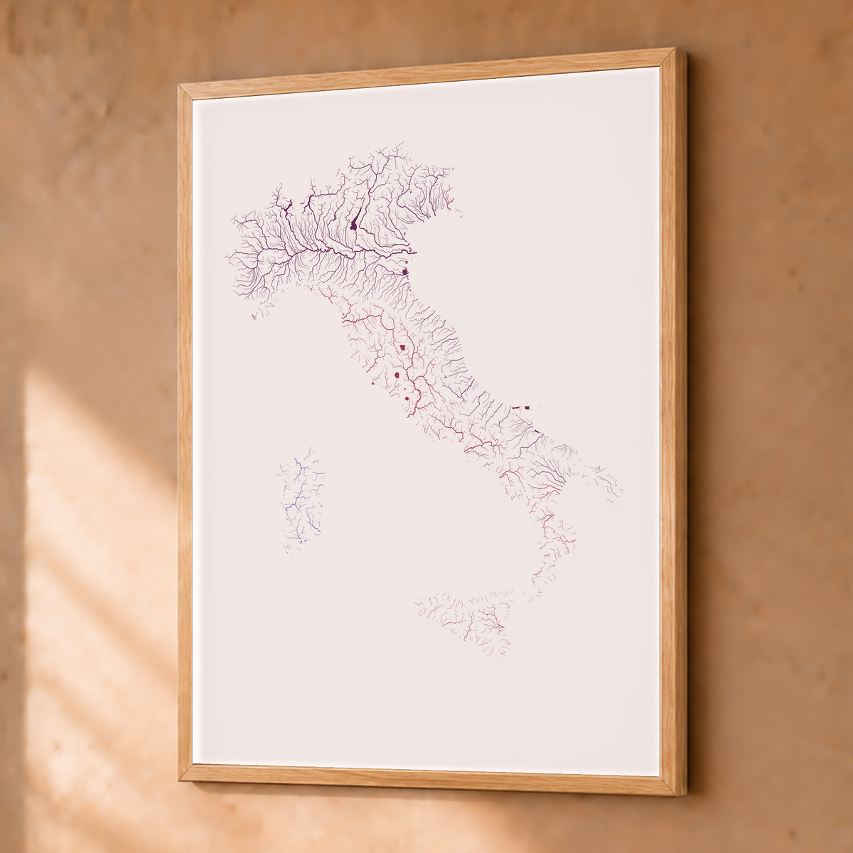 Beautiful Rivers — Itália — Ameixa e rosé, Fine art emoldurado · 30 × 40 cm, Natural · Sem margem
