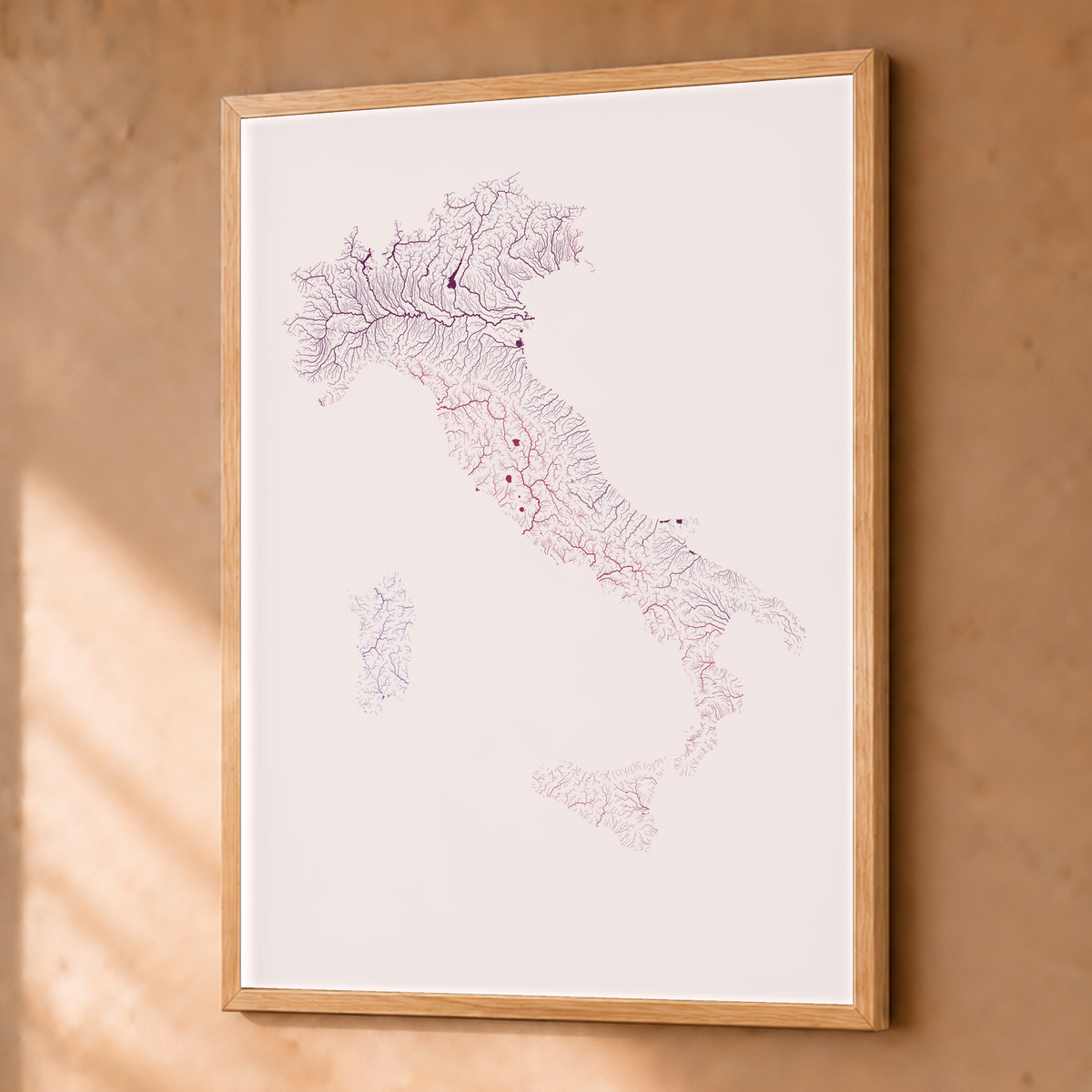 Beautiful Rivers — Itália — Ameixa e rosé, Fine art emoldurado · 45 × 60 cm, Natural · Sem margem