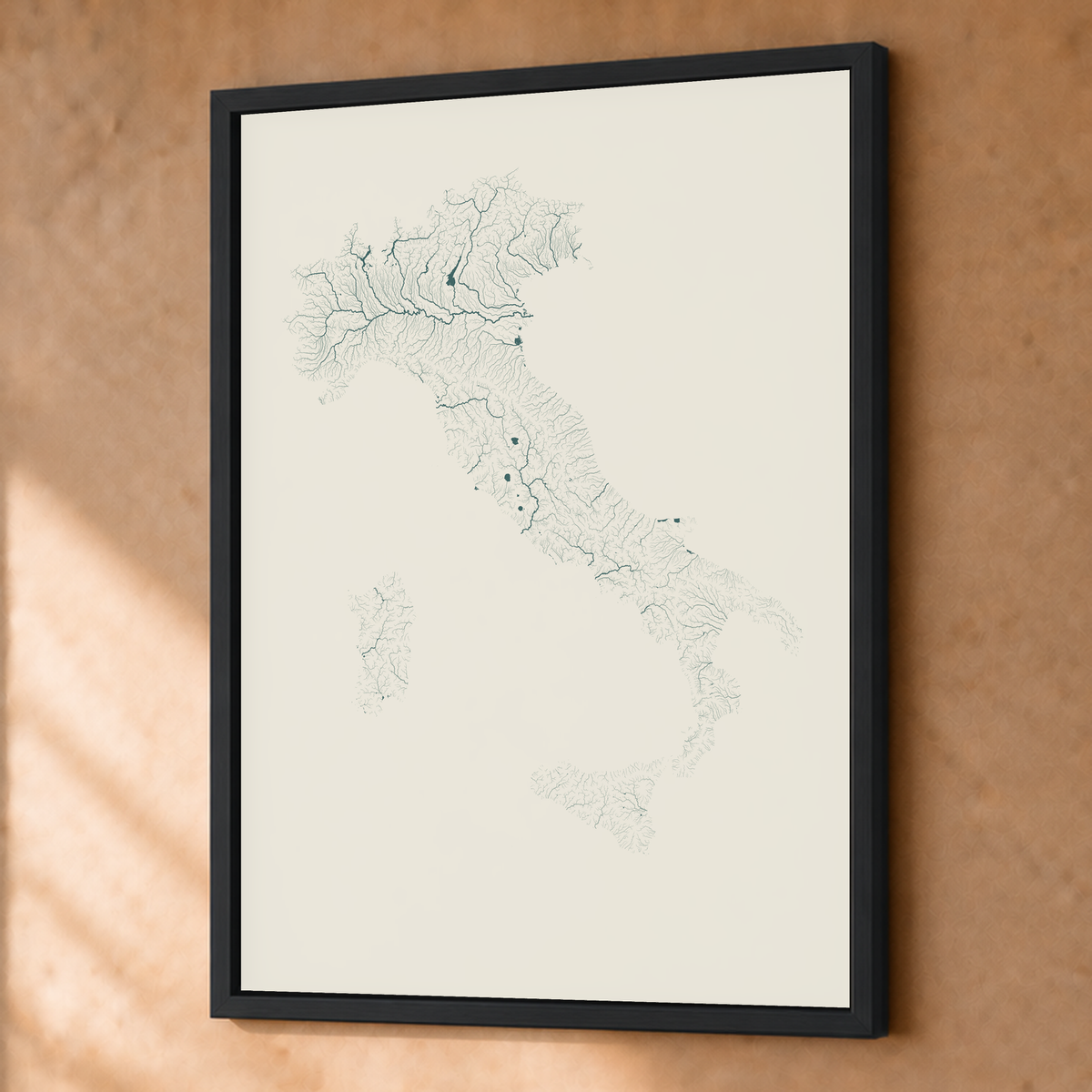 Beautiful Rivers — Itália — Natural e luminosa, Fine art emoldurado · 45 × 60 cm, Preto · Sem margem