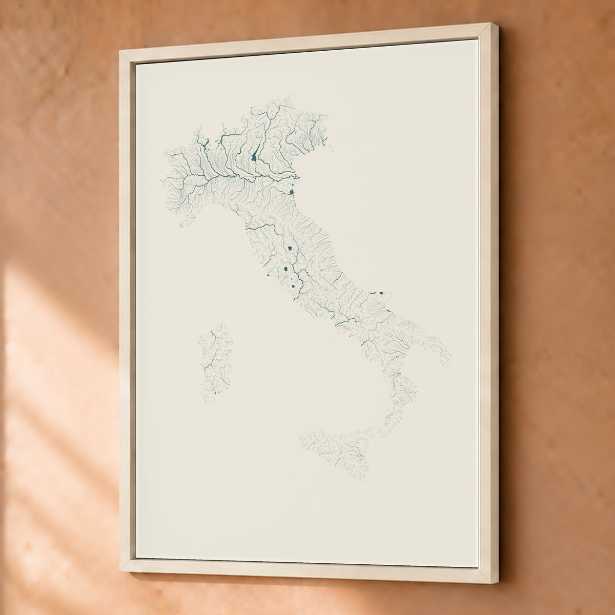 Beautiful Rivers — Itália — Natural e luminosa, Fine art emoldurado · 45 × 60 cm, Branco · Sem margem