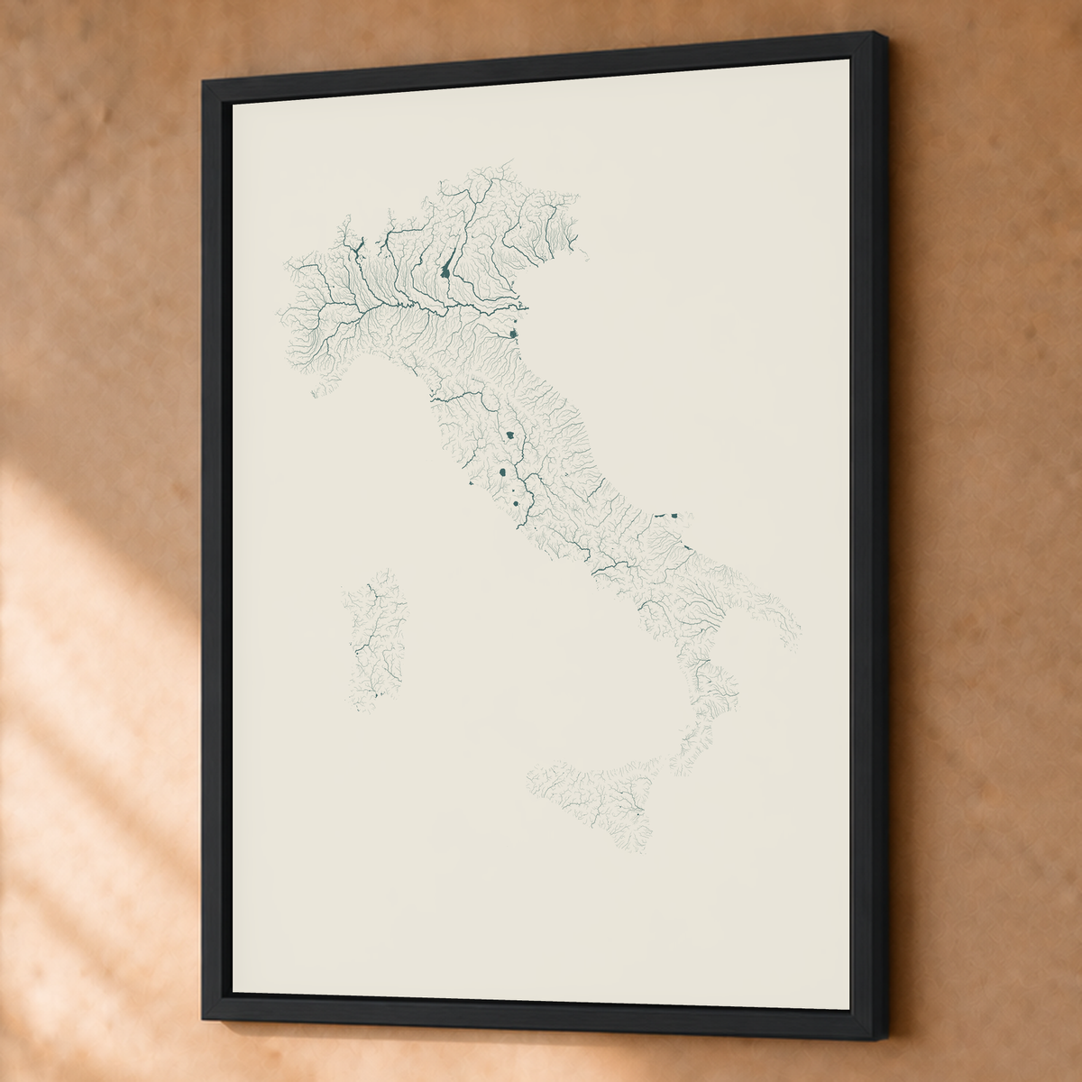 Beautiful Rivers — Itália — Natural e luminosa, Fine art emoldurado · 60 × 80 cm, Preto · Sem margem