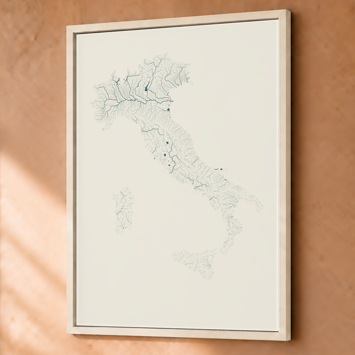 Beautiful Rivers — Itália — Natural e luminosa, Fine art emoldurado · 60 × 80 cm, Branco · Sem margem