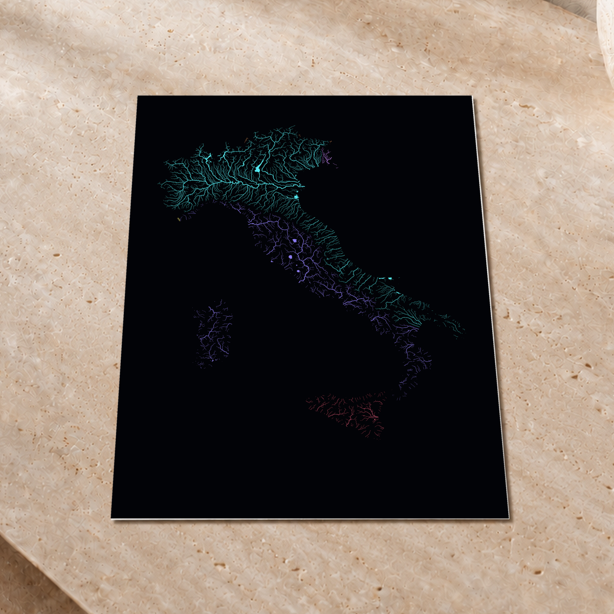 Beautiful Rivers — Itália — Neon por território, Impressão fine art · 30 × 40 cm, Sem margem