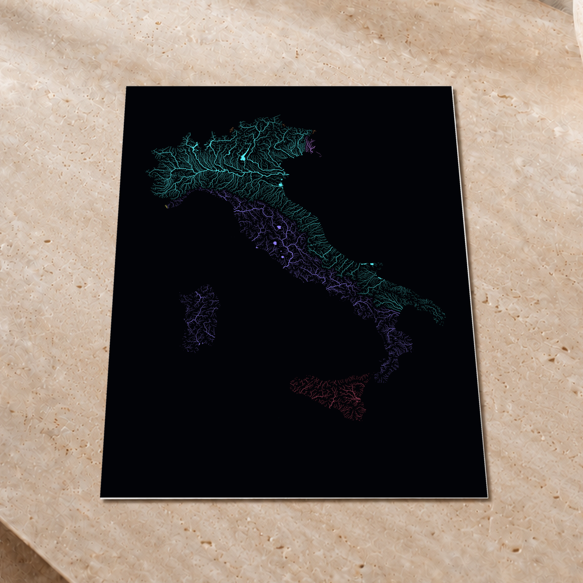 Beautiful Rivers — Itália — Neon por território, Impressão fine art · 45 × 60 cm, Sem margem
