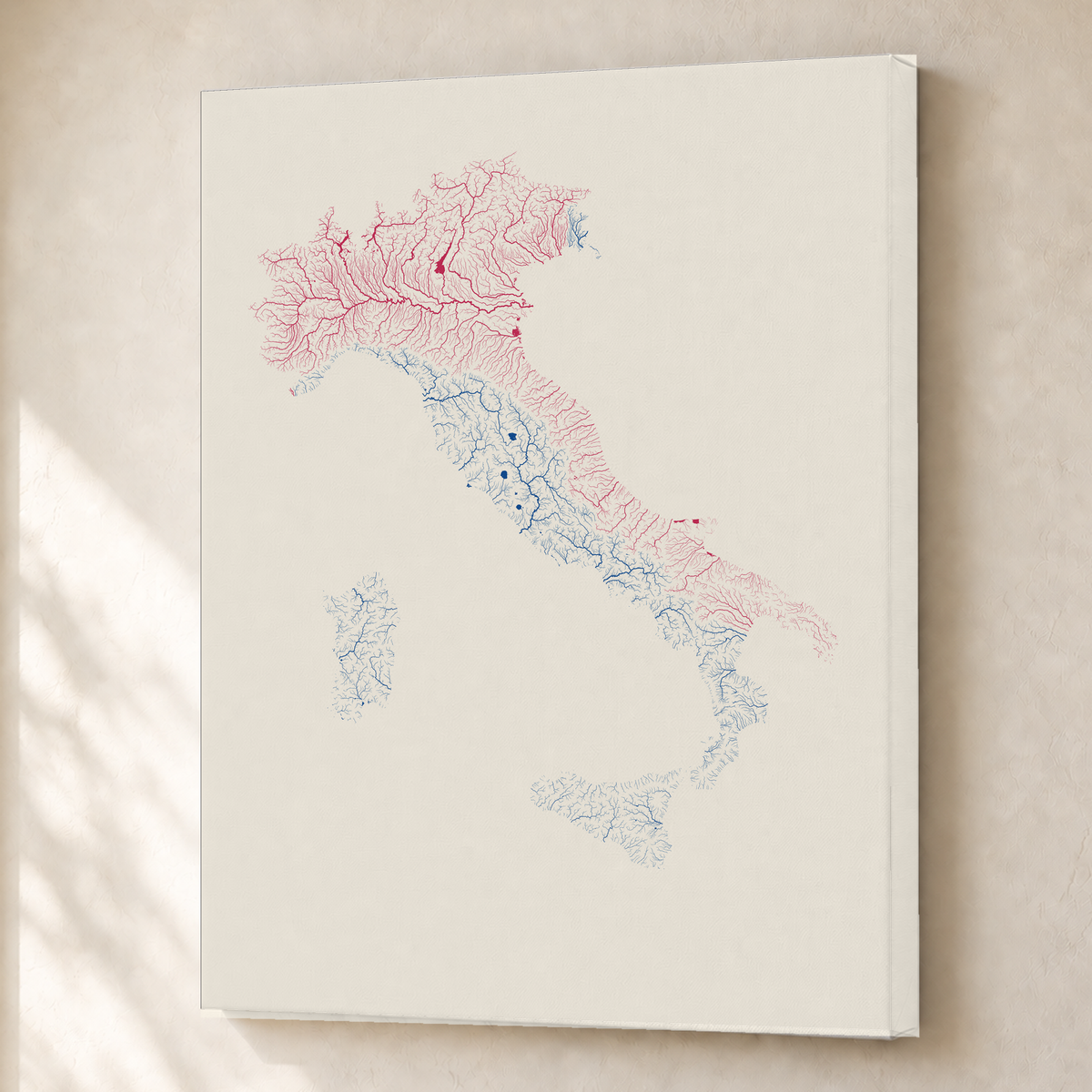 Beautiful Rivers — Itália — Risografia, Canvas · 45 × 60 cm, Sem margem