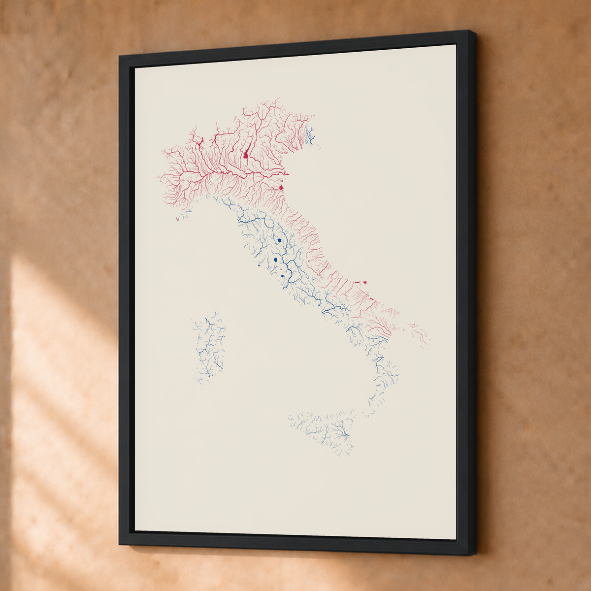 Beautiful Rivers — Itália — Risografia, Fine art emoldurado · 30 × 40 cm, Preto · Sem margem