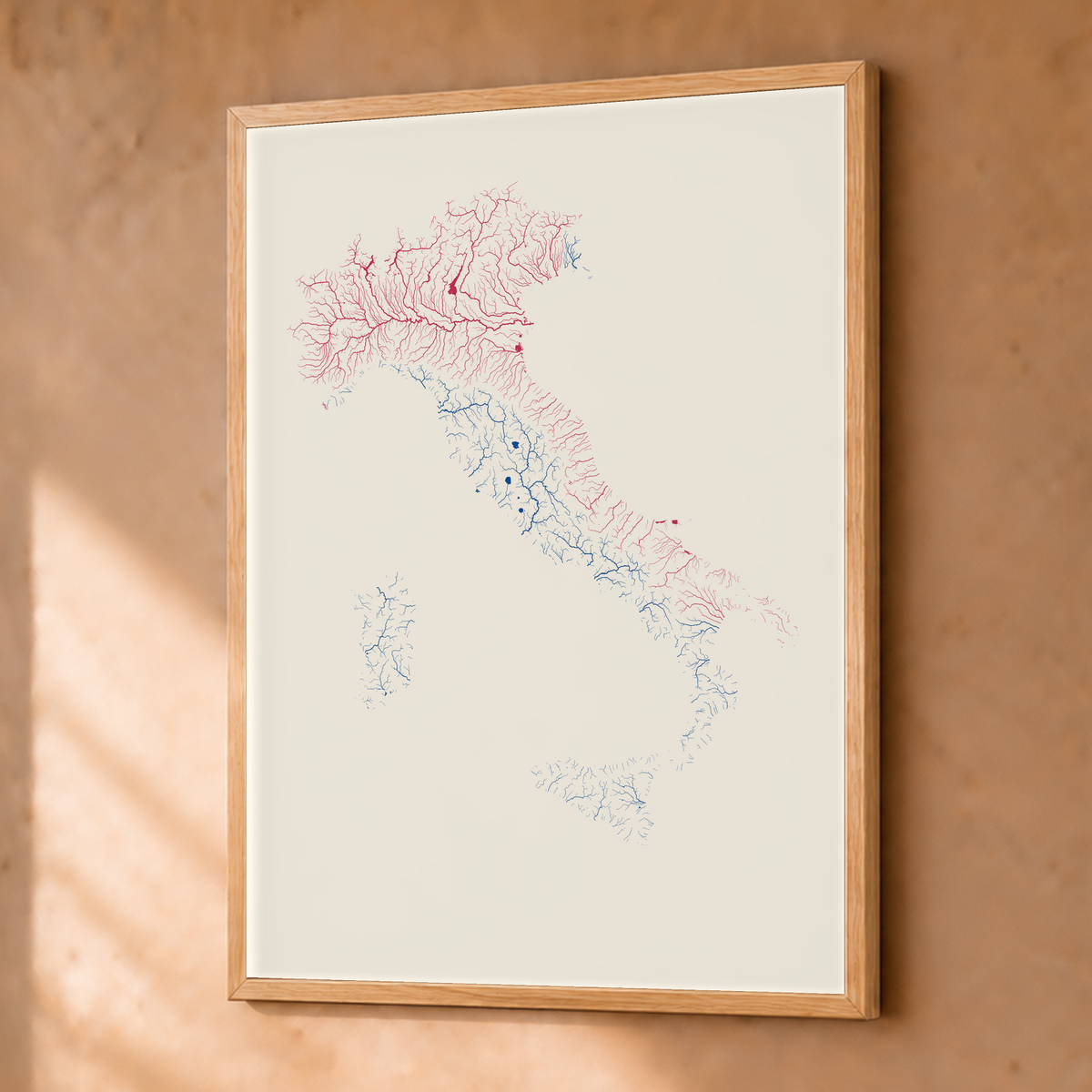 Beautiful Rivers — Itália — Risografia, Fine art emoldurado · 30 × 40 cm, Natural · Sem margem