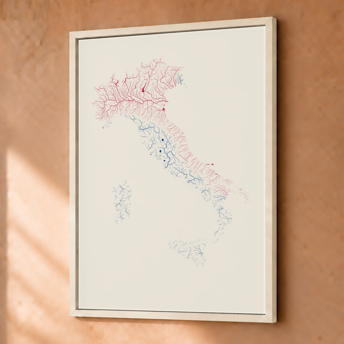 Beautiful Rivers — Itália — Risografia, Fine art emoldurado · 30 × 40 cm, Branco · Sem margem