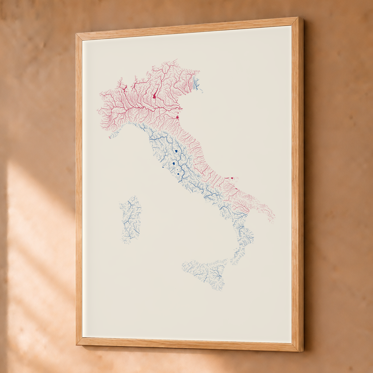 Beautiful Rivers — Itália — Risografia, Fine art emoldurado · 45 × 60 cm, Natural · Sem margem