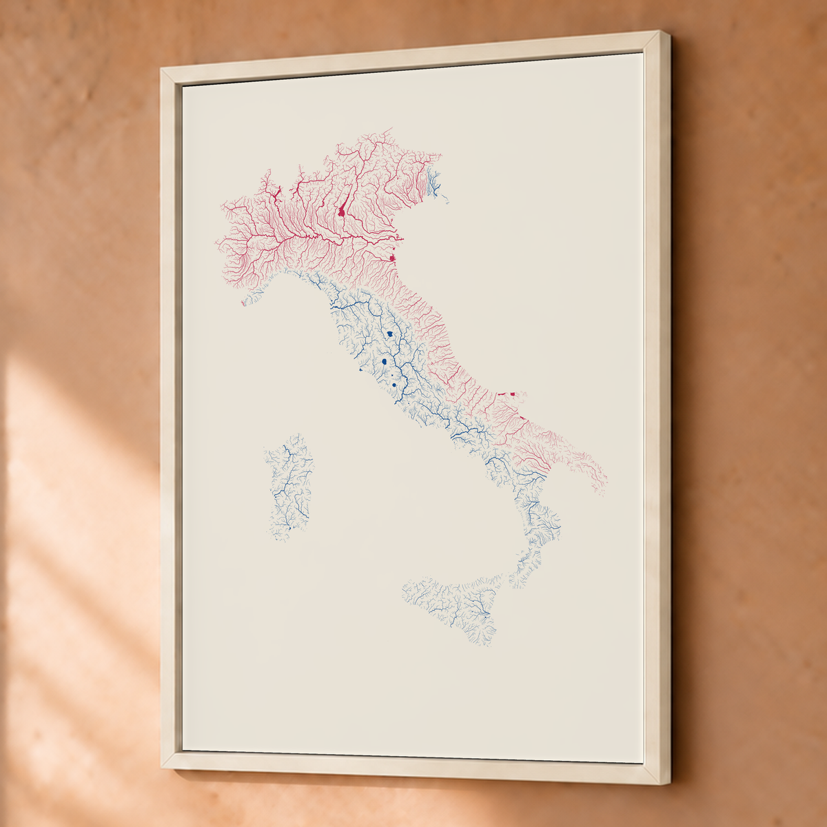 Beautiful Rivers — Itália — Risografia, Fine art emoldurado · 45 × 60 cm, Branco · Sem margem