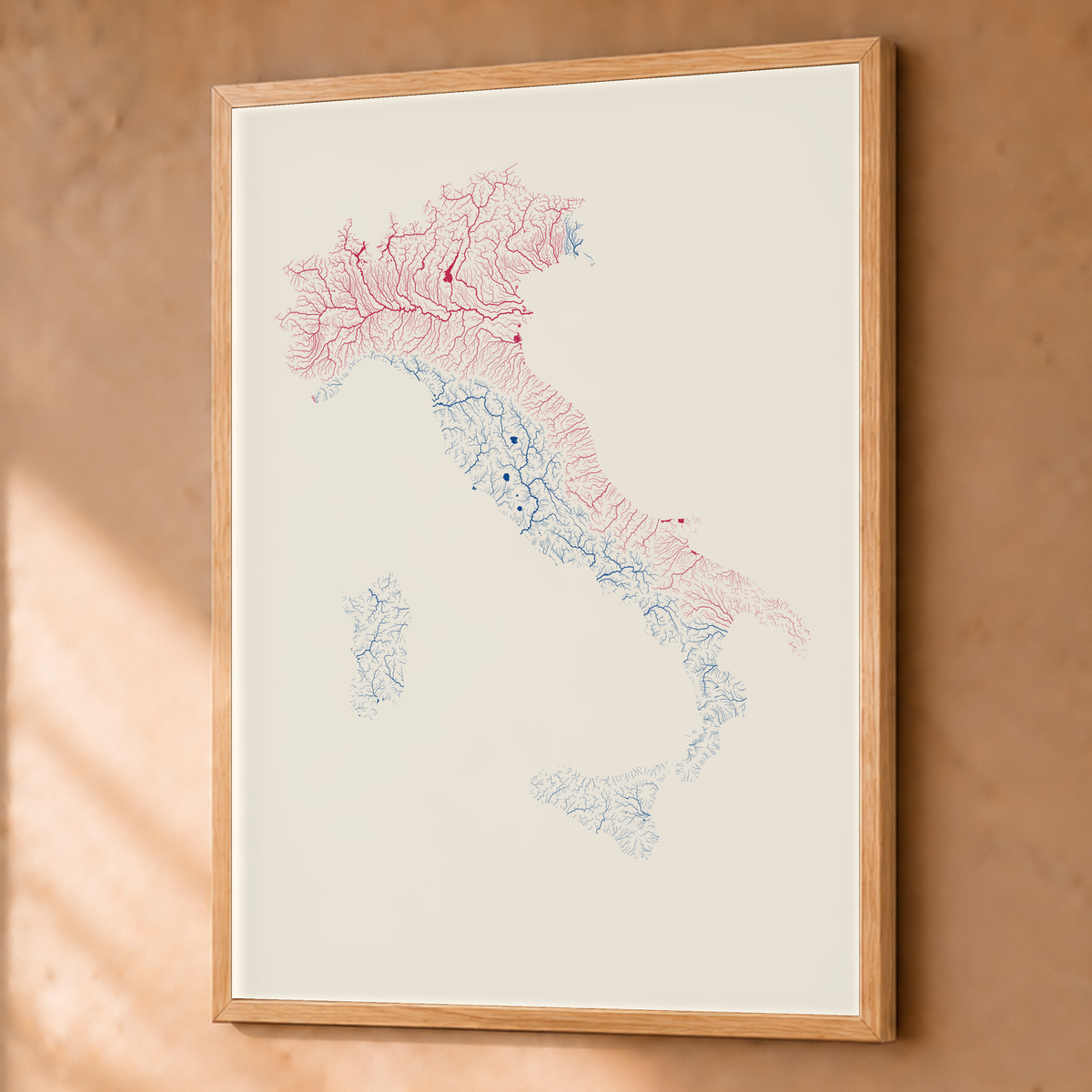 Beautiful Rivers — Itália — Risografia, Fine art emoldurado · 60 × 80 cm, Natural · Sem margem