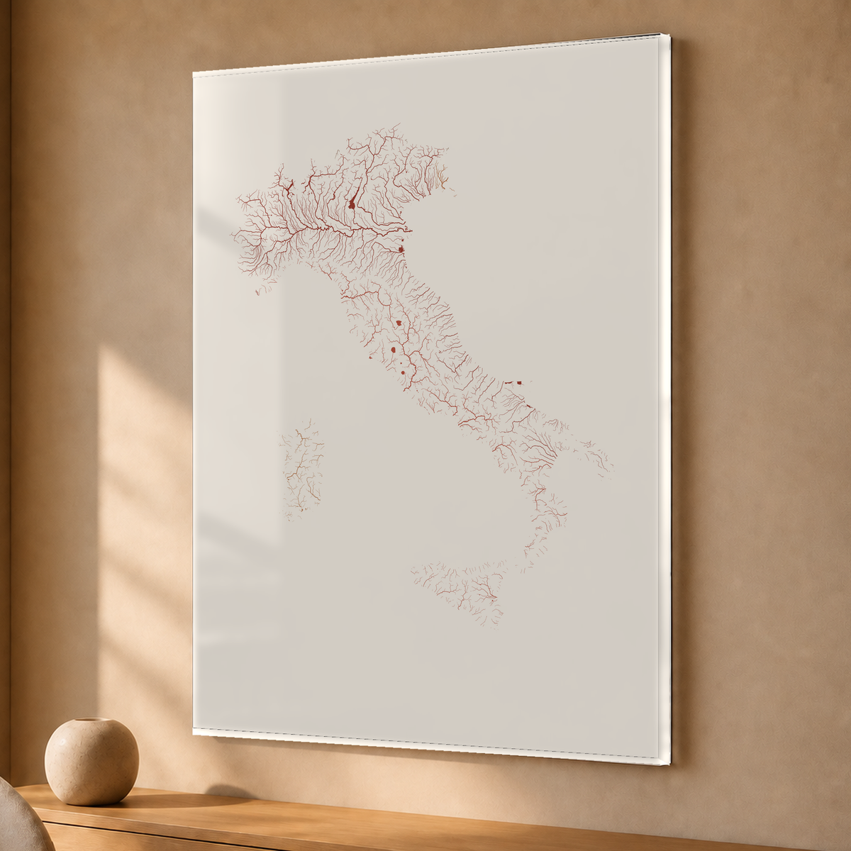 Beautiful Rivers — Itália — Terracota e areia, Acrílico · 30 × 40 cm, Sem margem