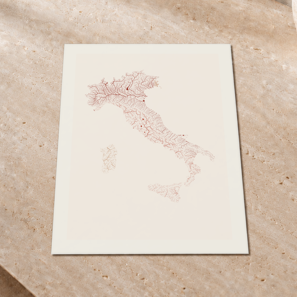 Beautiful Rivers — Itália — Terracota e areia, Impressão fine art · 45 × 60 cm, Margem branca