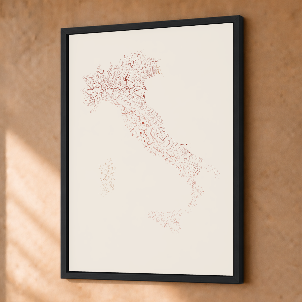Beautiful Rivers — Itália — Terracota e areia, Fine art emoldurado · 30 × 40 cm, Preto · Sem margem