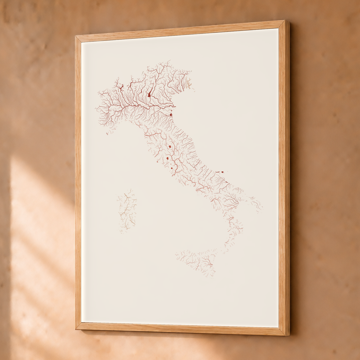 Beautiful Rivers — Itália — Terracota e areia, Fine art emoldurado · 30 × 40 cm, Natural · Sem margem