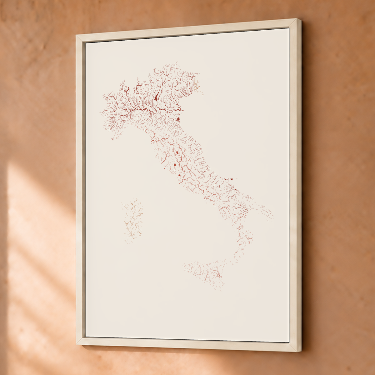 Beautiful Rivers — Itália — Terracota e areia, Fine art emoldurado · 30 × 40 cm, Branco · Sem margem