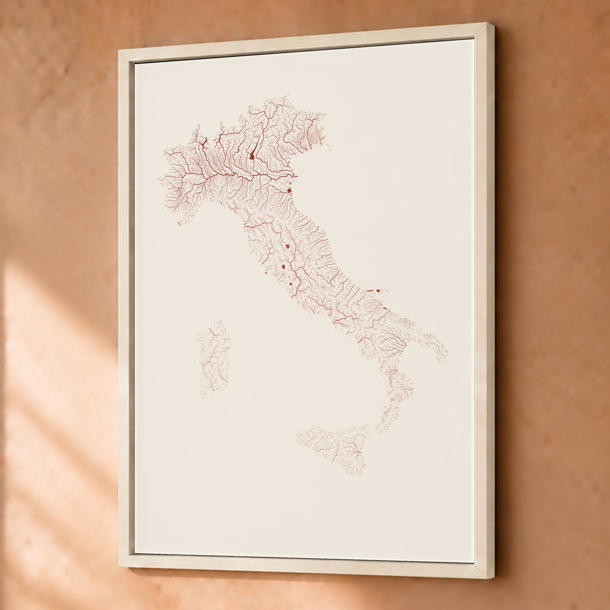 Beautiful Rivers — Itália — Terracota e areia, Fine art emoldurado · 45 × 60 cm, Branco · Sem margem