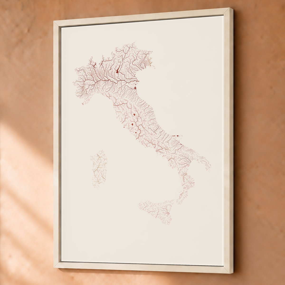 Beautiful Rivers — Itália — Terracota e areia, Fine art emoldurado · 60 × 80 cm, Branco · Sem margem
