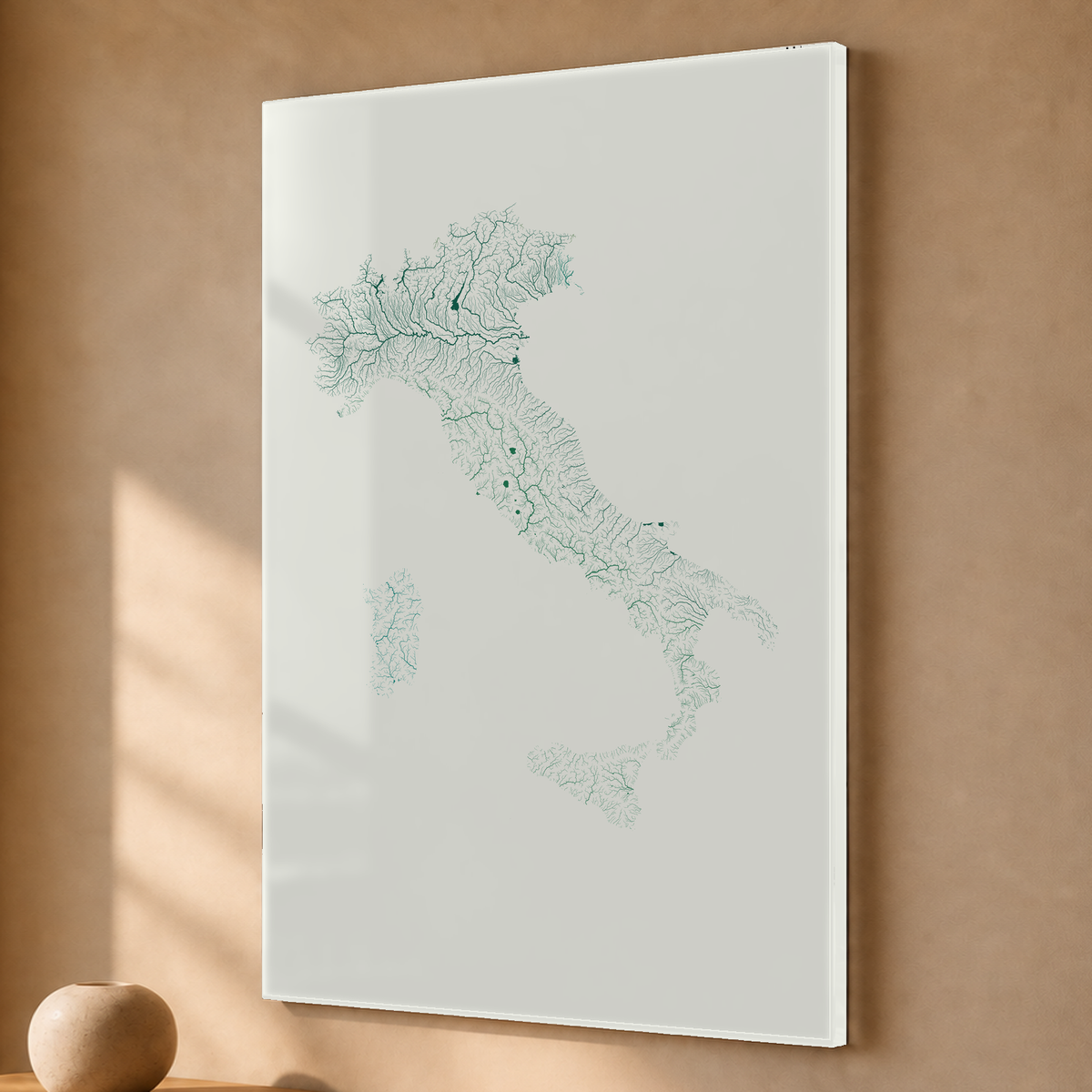 Beautiful Rivers — Itália — Verde jade e porcelana, Acrílico · 40 × 60 cm, Sem margem