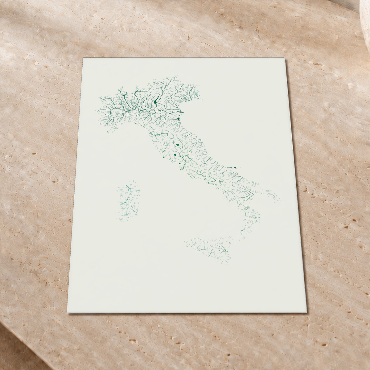 Beautiful Rivers — Itália — Verde jade e porcelana, Impressão fine art · 30 × 40 cm, Sem margem