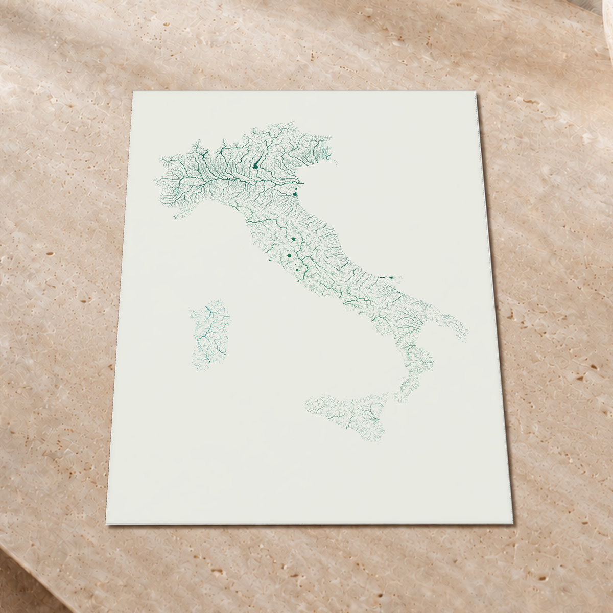 Beautiful Rivers — Itália — Verde jade e porcelana, Impressão fine art · 45 × 60 cm, Sem margem