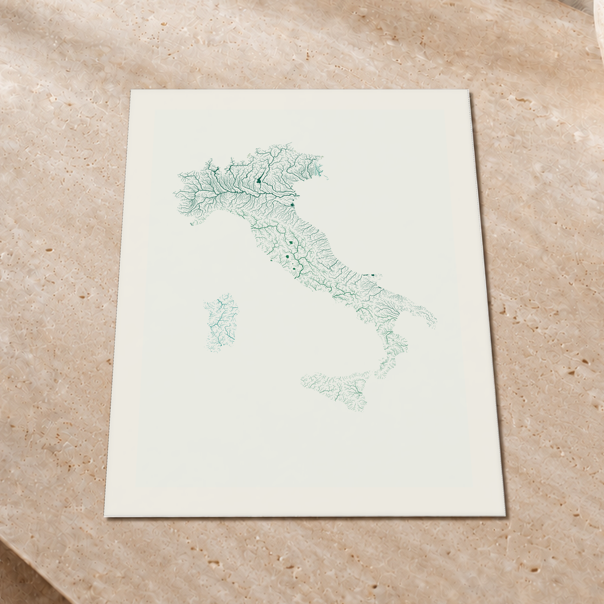 Beautiful Rivers — Itália — Verde jade e porcelana, Impressão fine art · 45 × 60 cm, Margem branca