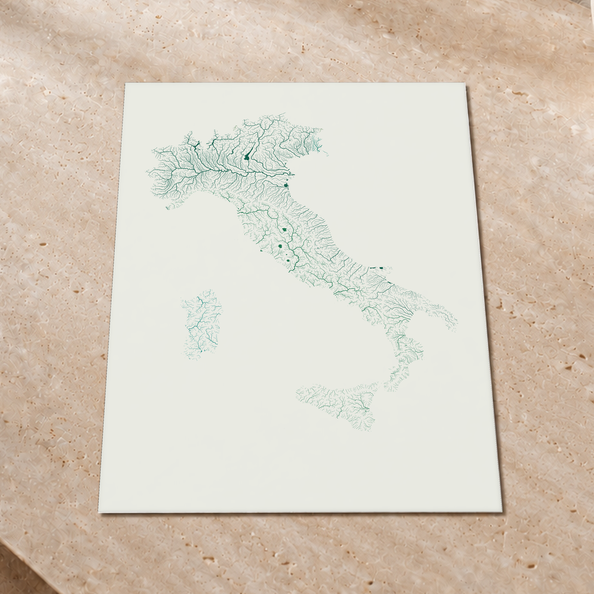 Beautiful Rivers — Itália — Verde jade e porcelana, Impressão fine art · 60 × 80 cm, Sem margem