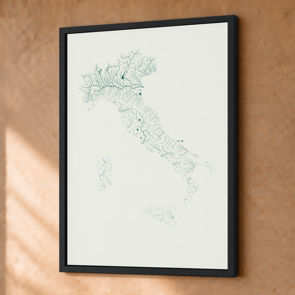 Beautiful Rivers — Itália — Verde jade e porcelana, Fine art emoldurado · 30 × 40 cm, Preto · Sem margem