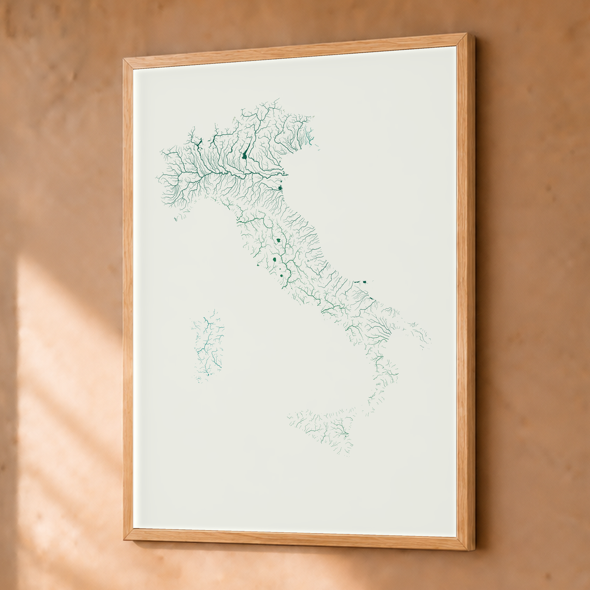 Beautiful Rivers — Itália — Verde jade e porcelana, Fine art emoldurado · 30 × 40 cm, Natural · Sem margem