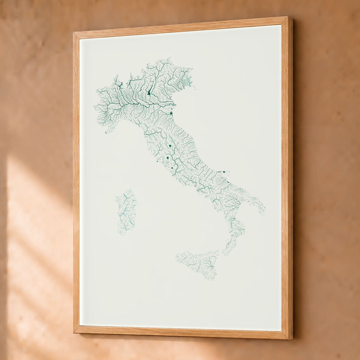 Beautiful Rivers — Itália — Verde jade e porcelana, Fine art emoldurado · 45 × 60 cm, Natural · Sem margem