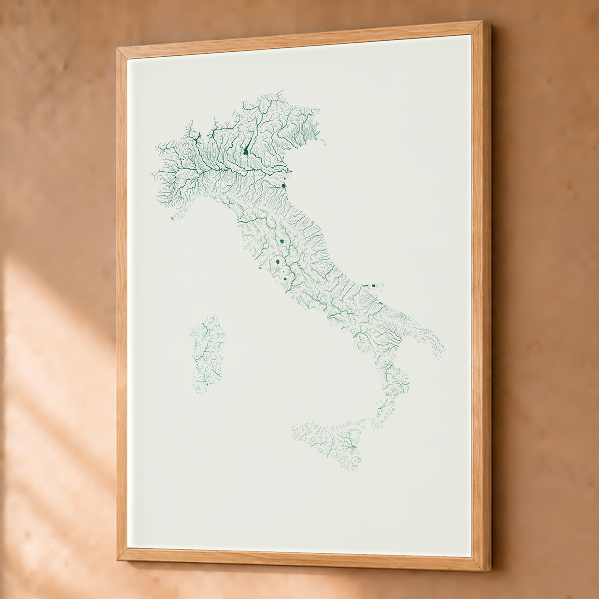 Beautiful Rivers — Itália — Verde jade e porcelana, Fine art emoldurado · 60 × 80 cm, Natural · Sem margem