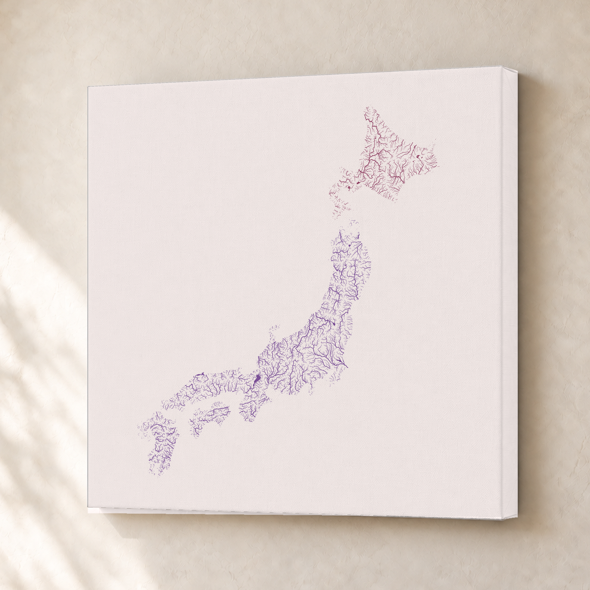 Beautiful Rivers — Japão — Ameixa e rosé, Canvas · 30 × 30 cm, Sem margem