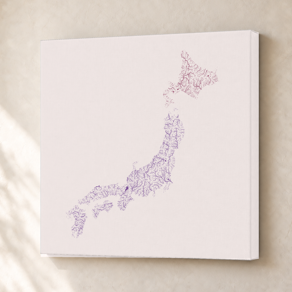 Beautiful Rivers — Japão — Ameixa e rosé, Canvas · 50 × 50 cm, Sem margem