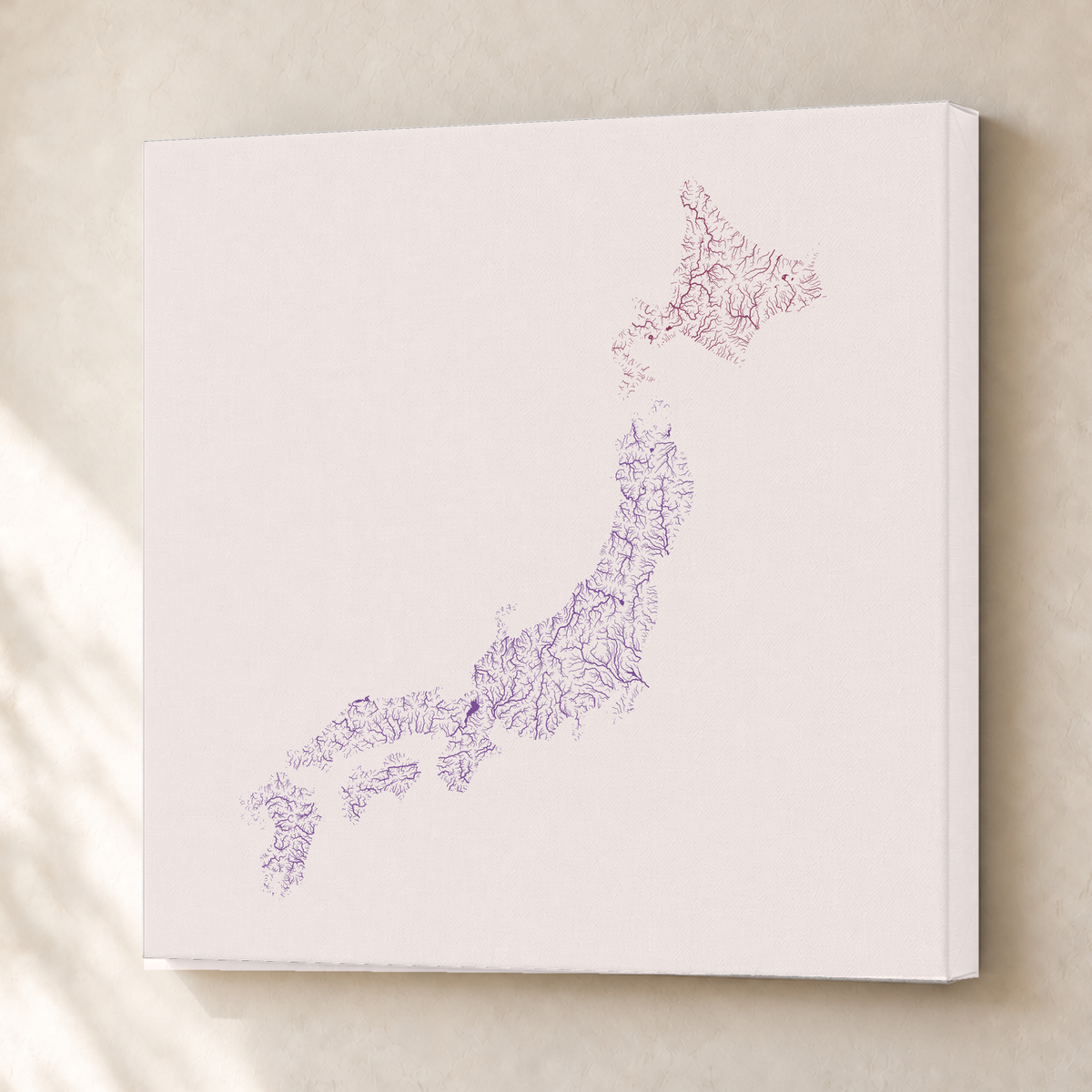 Beautiful Rivers — Japão — Ameixa e rosé, Canvas · 76 × 76 cm, Sem margem