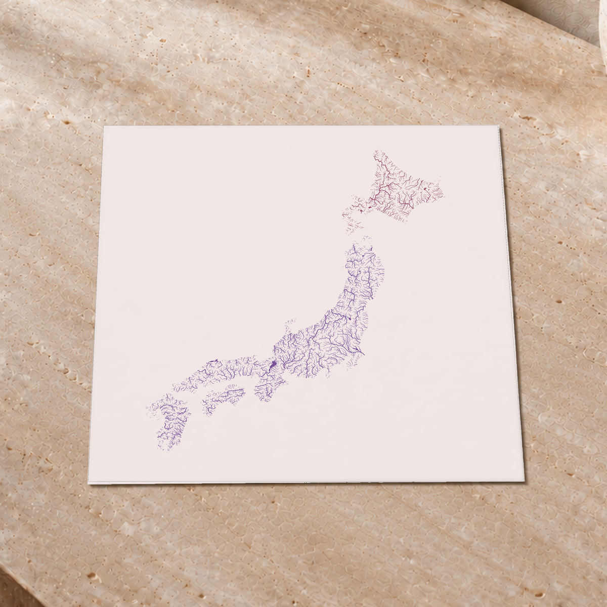 Beautiful Rivers — Japão — Ameixa e rosé, Impressão fine art · 30 × 30 cm, Sem margem