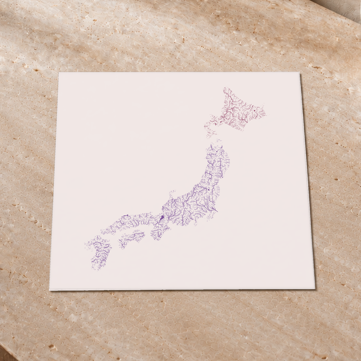 Beautiful Rivers — Japão — Ameixa e rosé, Impressão fine art · 50 × 50 cm, Sem margem