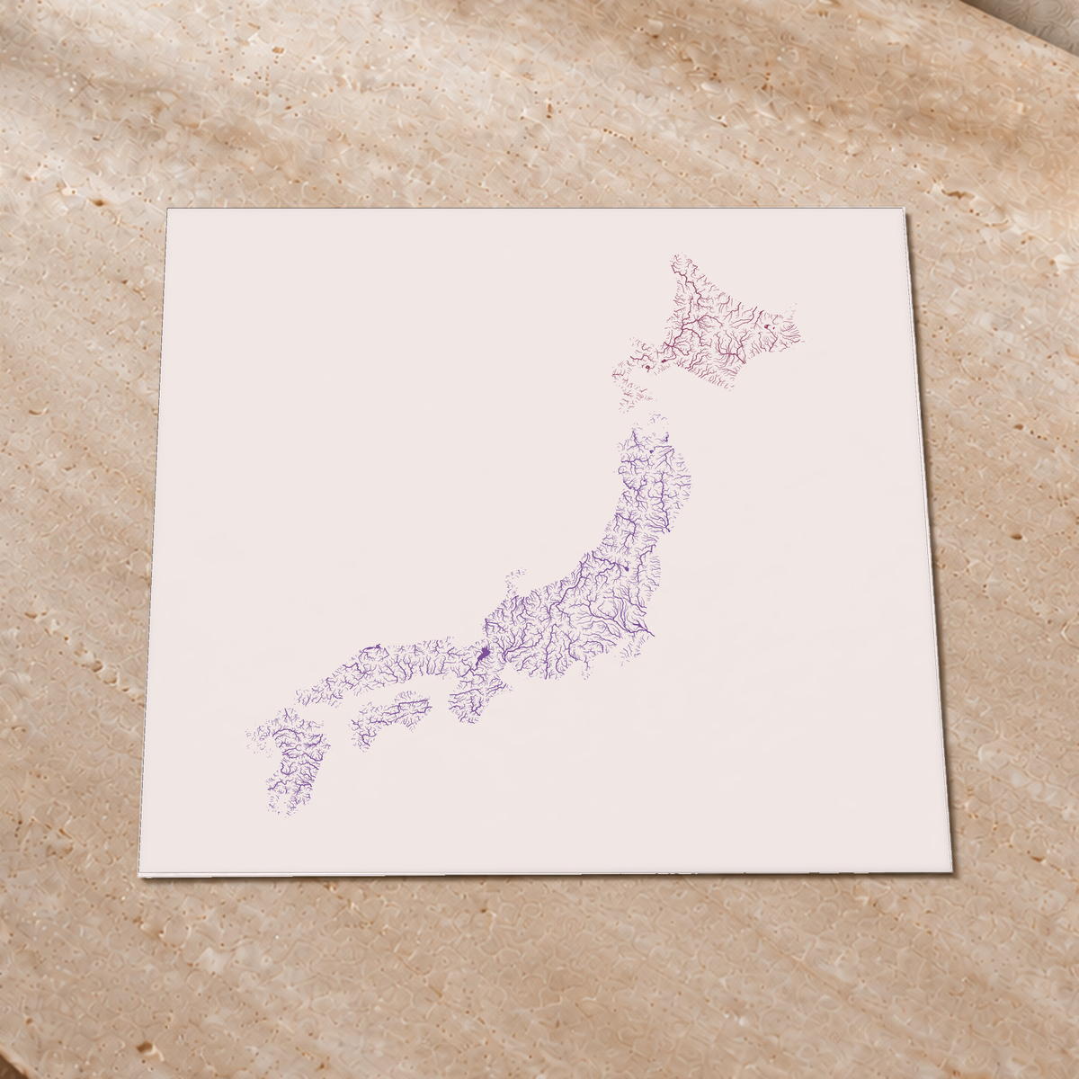 Beautiful Rivers — Japão — Ameixa e rosé, Impressão fine art · 76 × 76 cm, Sem margem