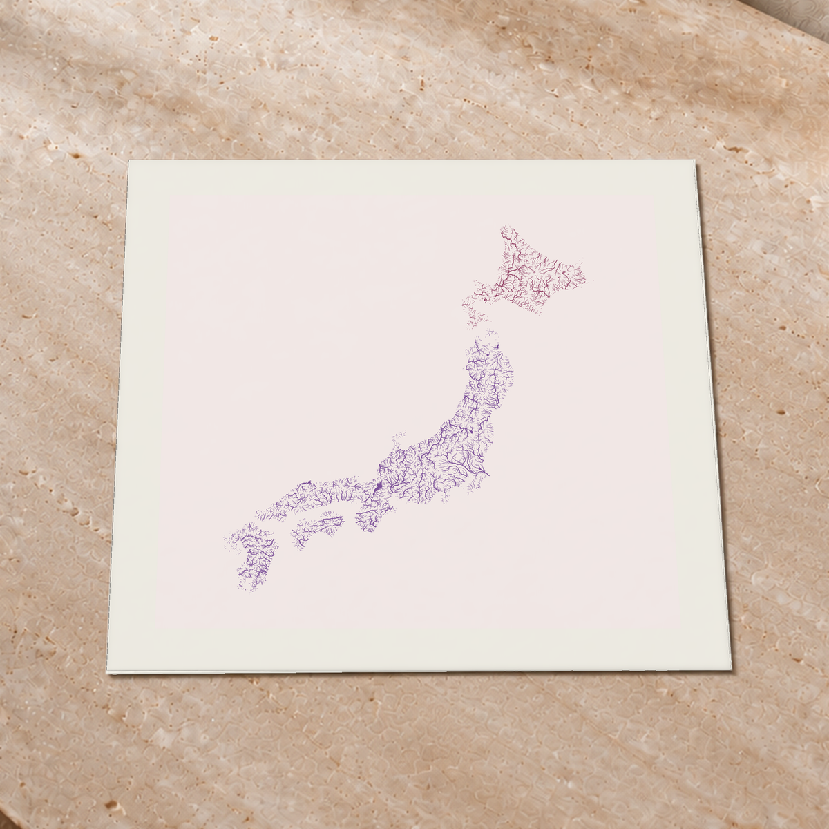 Beautiful Rivers — Japão — Ameixa e rosé, Impressão fine art · 76 × 76 cm, Margem branca