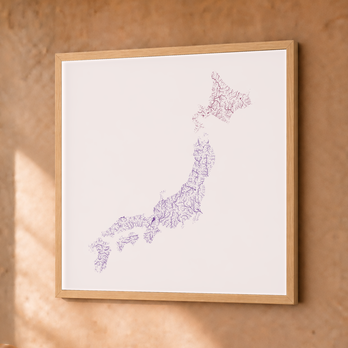 Beautiful Rivers — Japão — Ameixa e rosé, Fine art emoldurado · 30 × 30 cm, Natural · Sem margem