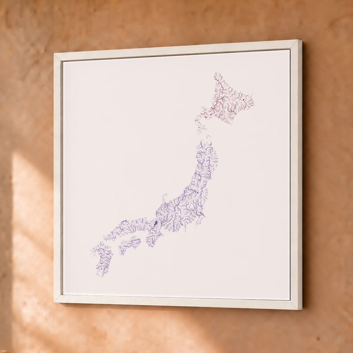 Beautiful Rivers — Japão — Ameixa e rosé, Fine art emoldurado · 30 × 30 cm, Branco · Sem margem