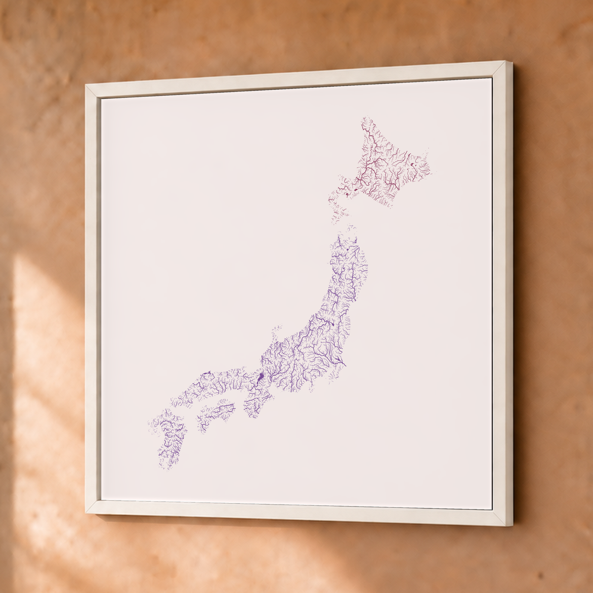 Beautiful Rivers — Japão — Ameixa e rosé, Fine art emoldurado · 50 × 50 cm, Branco · Sem margem
