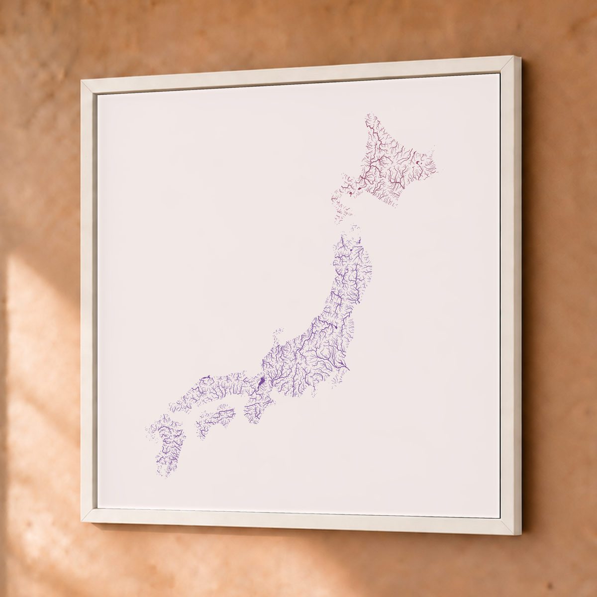 Beautiful Rivers — Japão — Ameixa e rosé, Fine art emoldurado · 76 × 76 cm, Branco · Sem margem